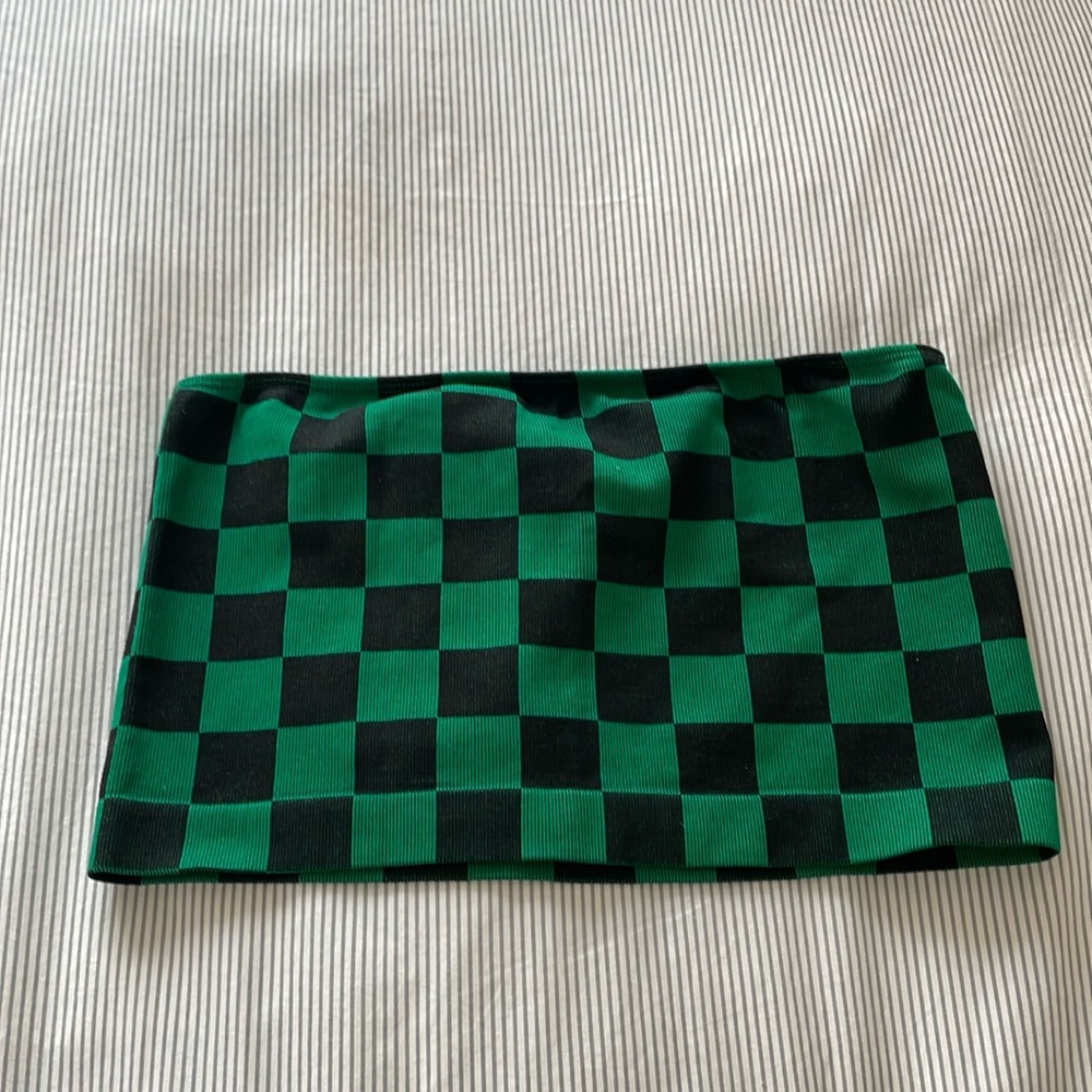 F21 green checkered tube top